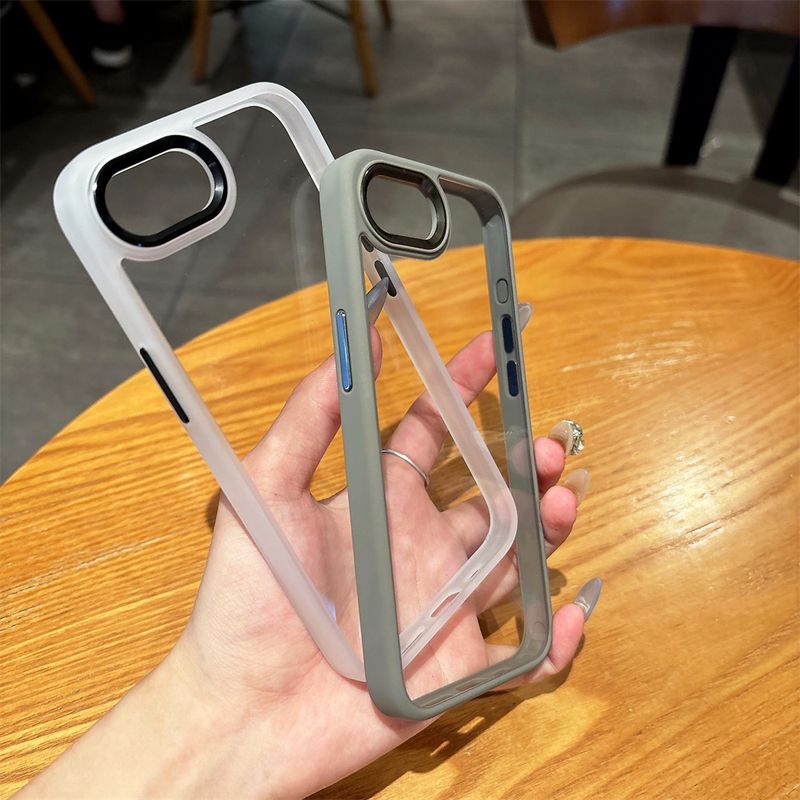 For 16E Transparent PC Phone Case Metal Lens Protection For Iphone 16E 2025 Se4 5G Soft Silicone Frame Shockproof Cover_voghion.com