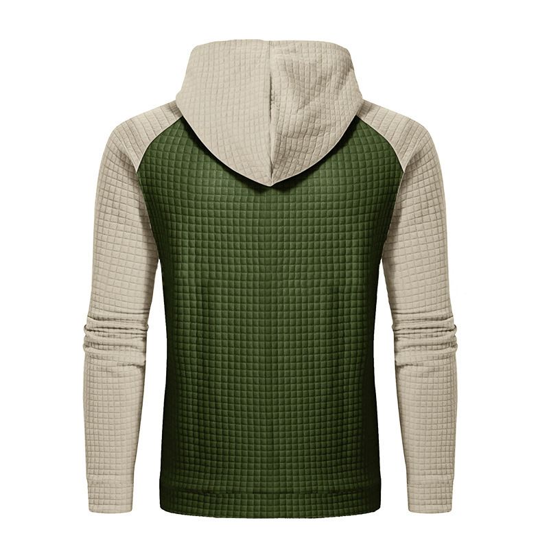 Conjunto de sudadera con capucha y bloques de color para hombre: estilo urbano, informal, de corte entallado, para invierno._voghion.com