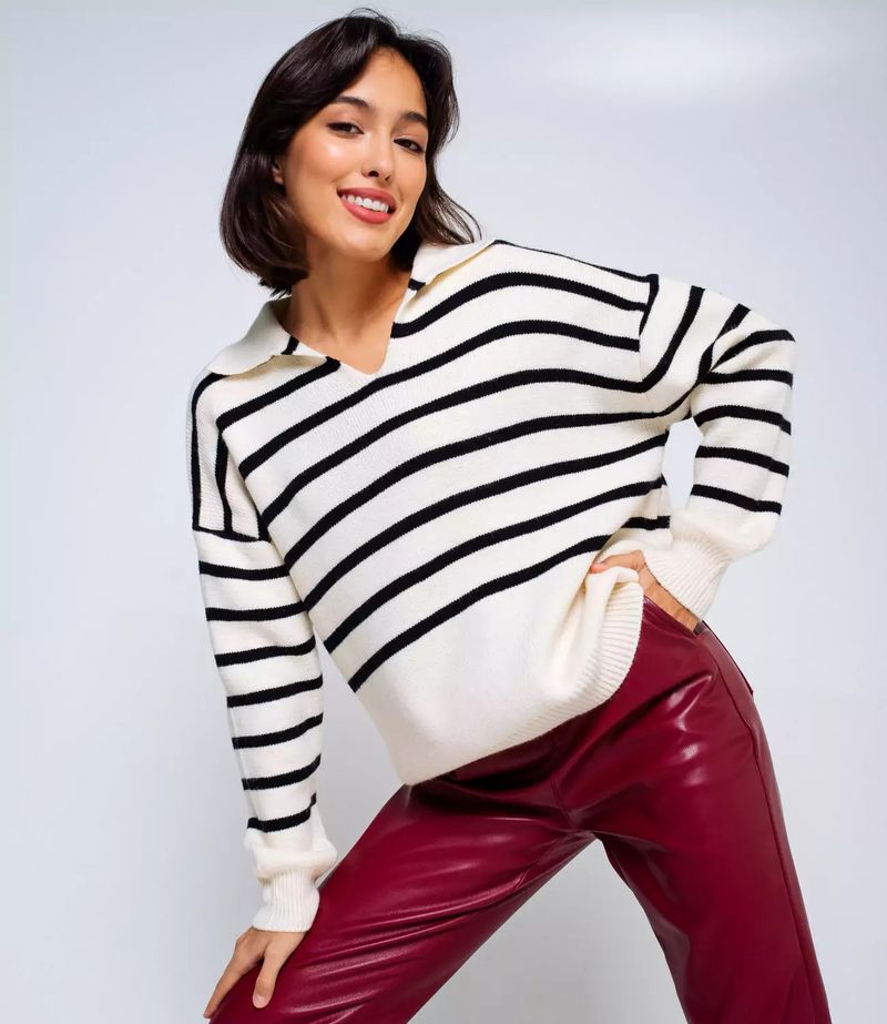 Maglione 2024 scollo quadrato casual a righe lavorato a maglia autunno/inverno stile casual per le donne_voghion.com