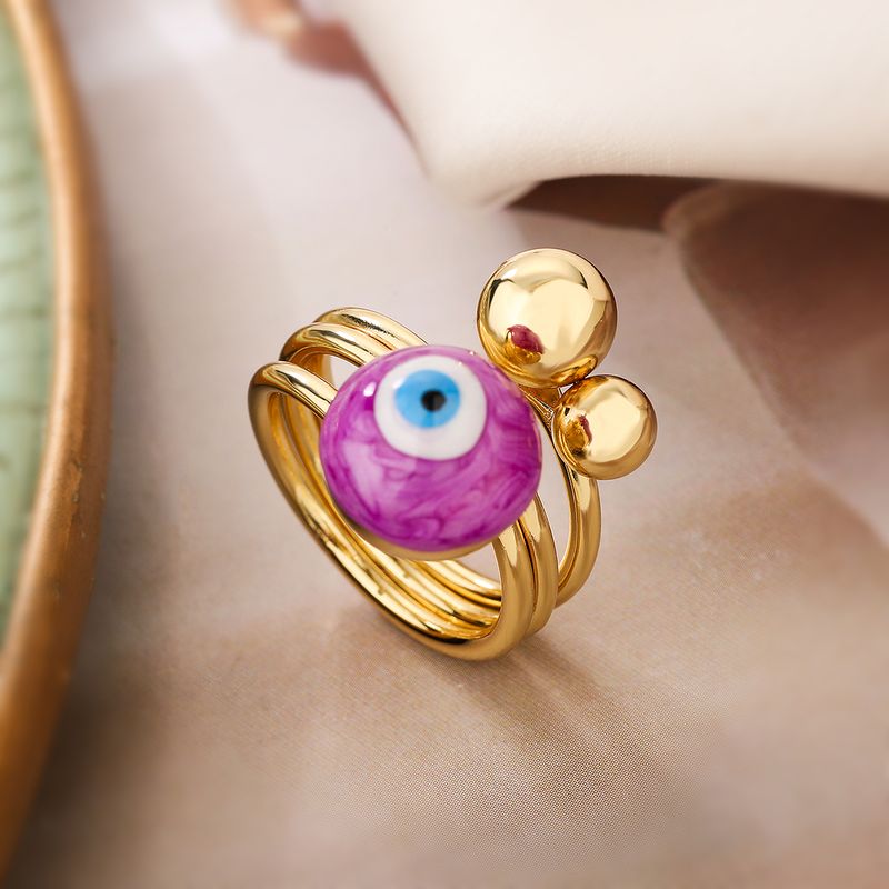 Mafiar 2024 Trendy Gold Color Statement Ball Shape Evil Eye Ring For Women Girl Female Party Jewelry Finger_voghion.com