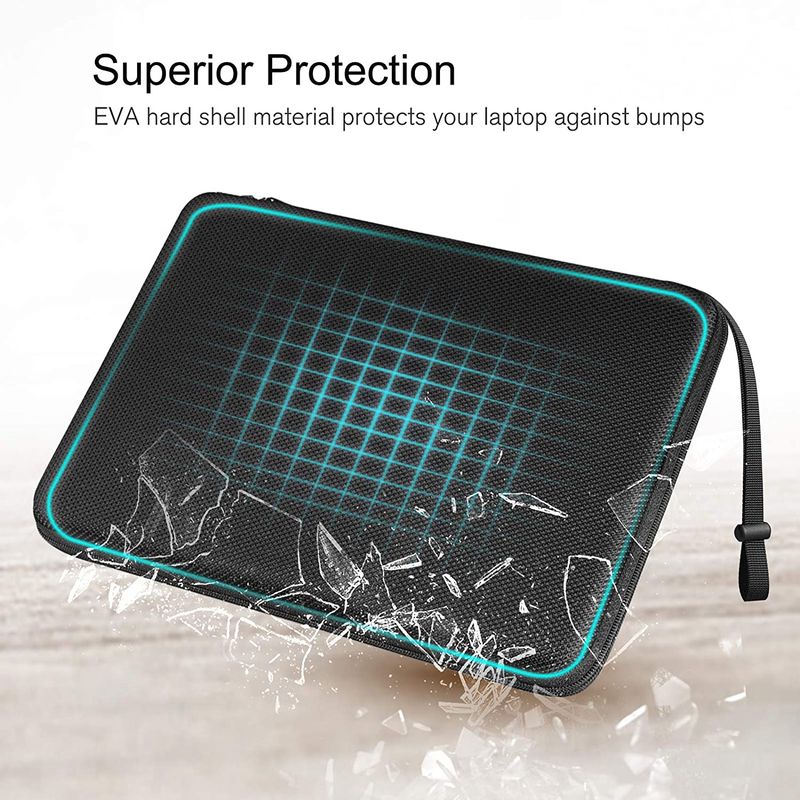 13 14 15,6 Zoll Laptop-Hülle, stoßfeste Computertasche, wasserdichte EVA-Schutzhülle, schwarz mit Riemen_voghion.com