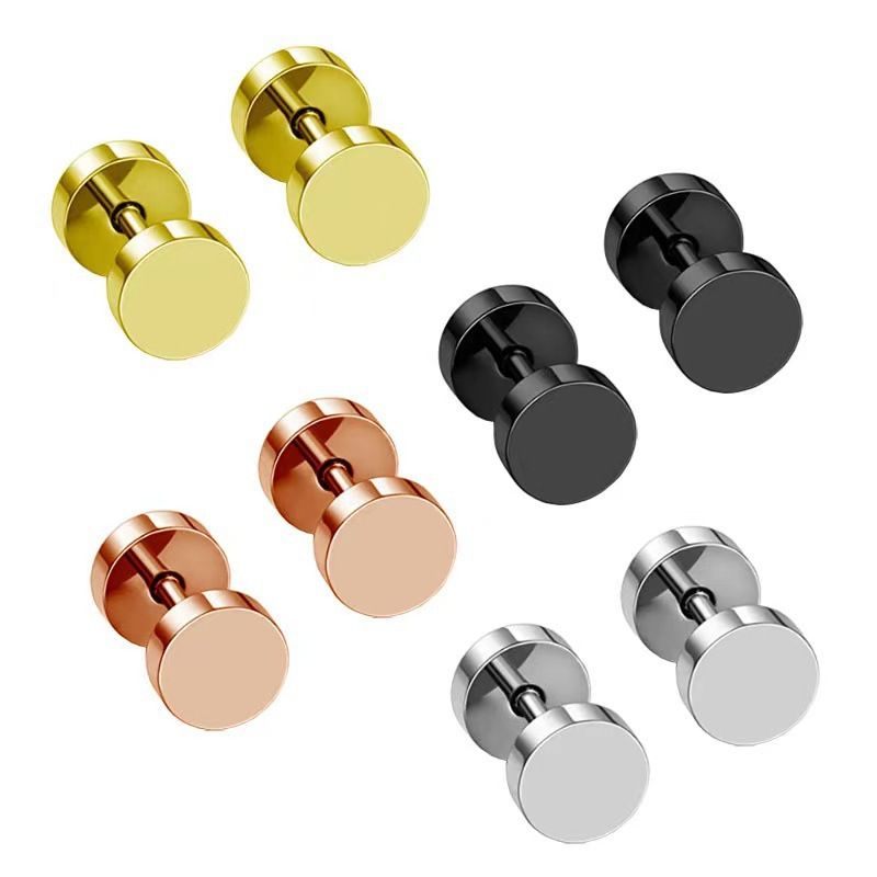 Orecchini a bilanciere bifacciali in acciaio al titanio alla moda giapponese e coreana per uomo e donna, alla moda, in acciaio inossidabile, con manubrio rotondo, stile coreano_voghion.com