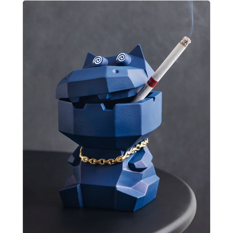 Cenicero de hipopótamo con tapa, diseño de personalidad creativa de alta gama, estilo moderno, adorno de dibujos animados para el hogar, la sala de estar y la oficina._voghion.com