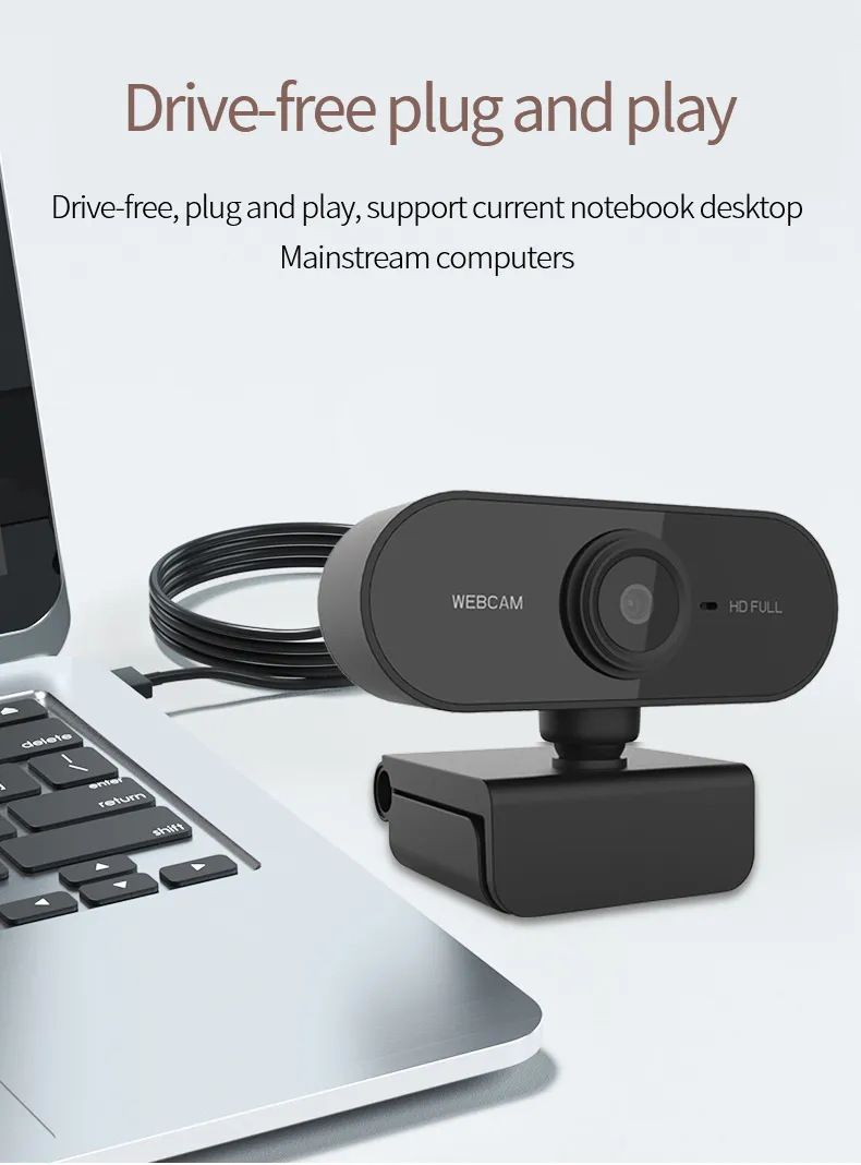 Zewnętrzna kamera internetowa HD USB z wbudowanym mikrofonem – podłącz i używaj na komputerze stacjonarnym lub komputerze typu „wszystko w jednym” – idealna do zajęć online i egzaminów zdalnych_voghion.com