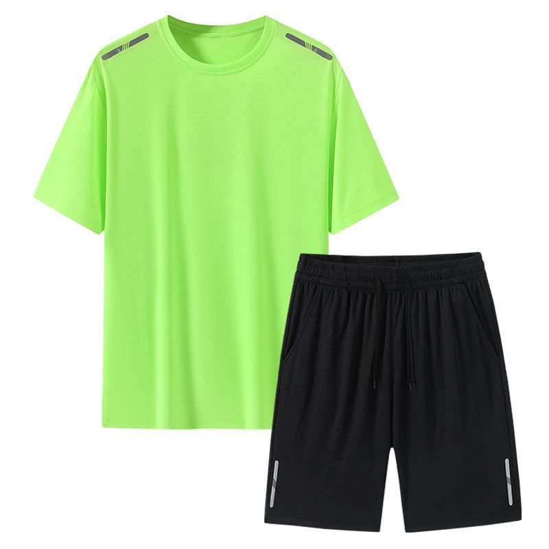 Ensemble de sport et de course à pied pour homme et femme, respirant, en soie glacée, tendance, pour l'été_voghion.com