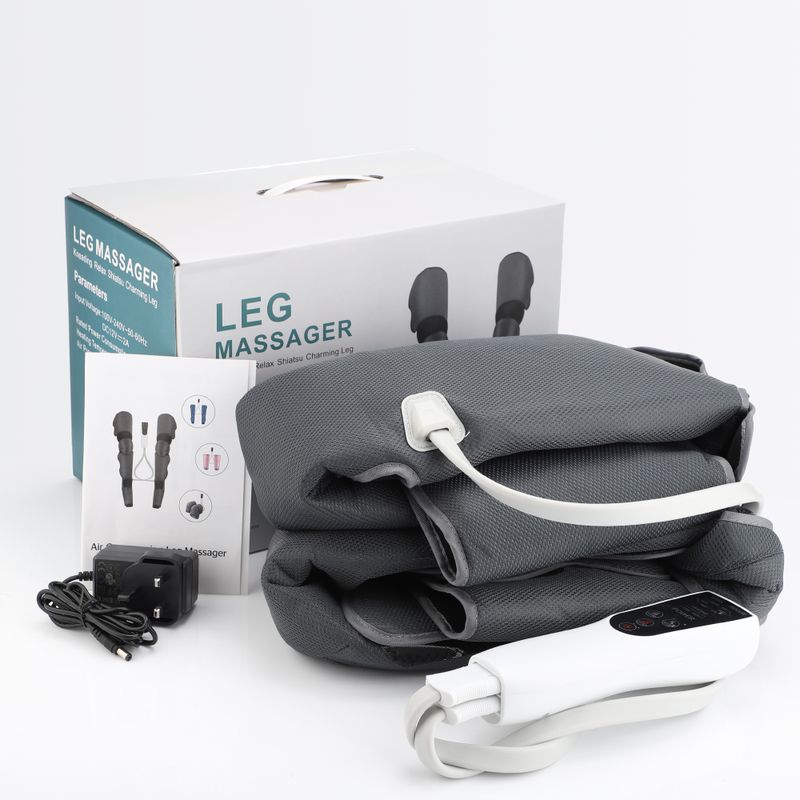 Massaggiatore per gambe con pressione dell'aria per i piedi, impacco caldo, massaggio muscolare, rilassamento, promozione della circolazione sanguigna, drenaggio linfatico_voghion.com