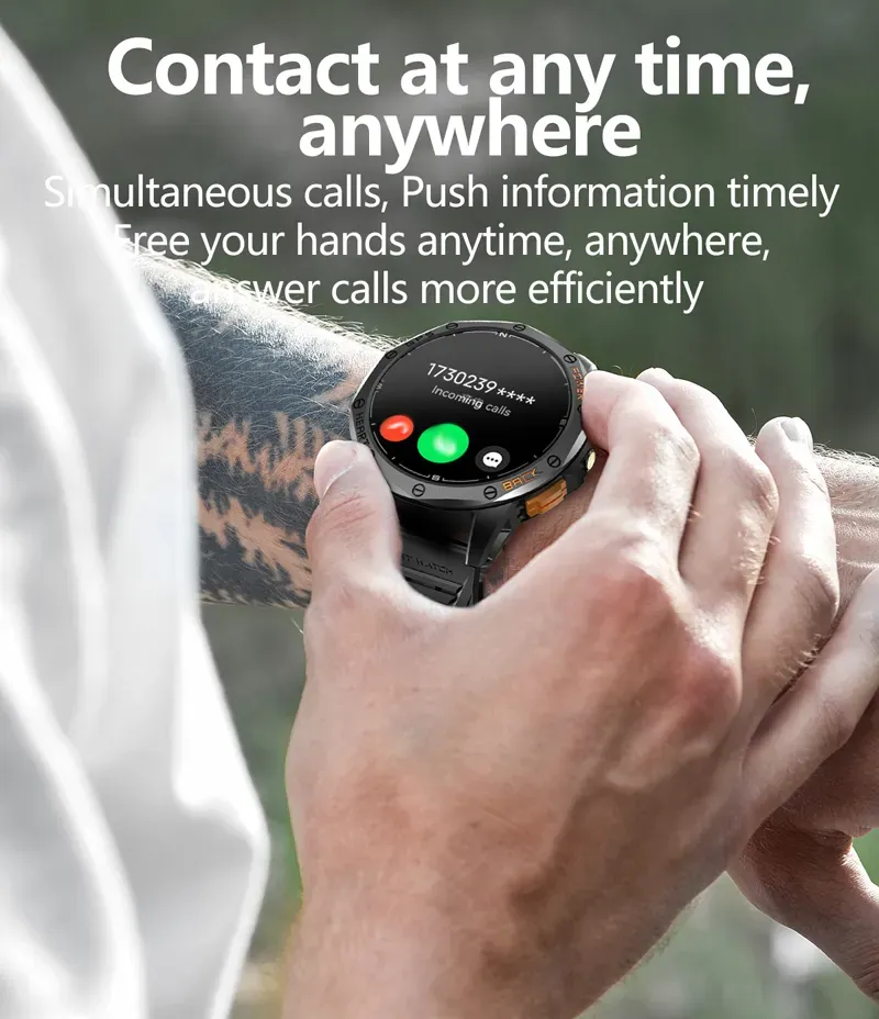 K67 GPS Sport Smart Watch AMOLED HD Quadrante rotondo 530mAh IP68 Impermeabile Bussola Torcia LED Monitor di salute per esterni_voghion.com