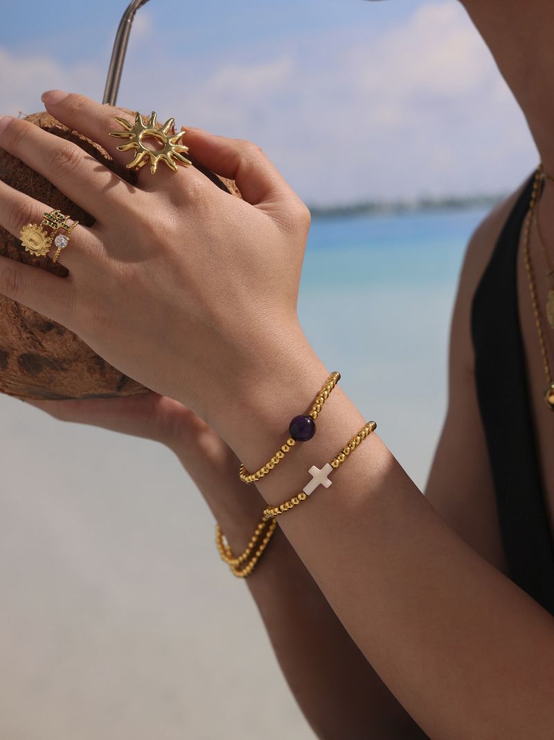 Bracciale da donna con perline fatte a mano, in acciaio inossidabile placcato oro 18 carati, resistente, impermeabile, alla moda, con design geometrico._voghion.com