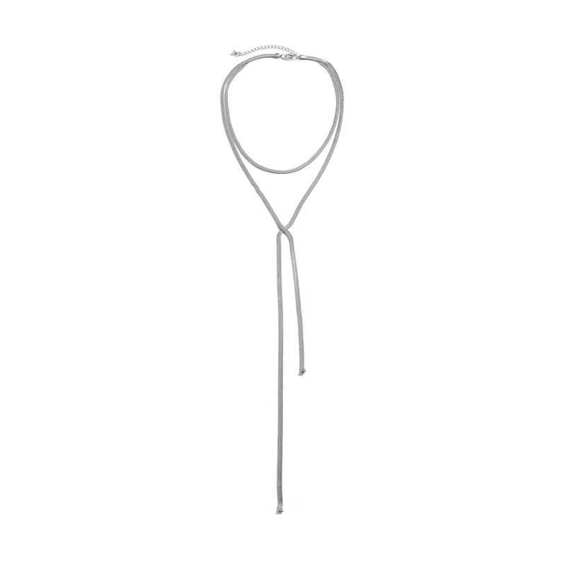 Dames sieraden hiphop metalen wind snake bone chain ketting trend geometrisch lang geweven sleutelbeen ketting_voghion.com