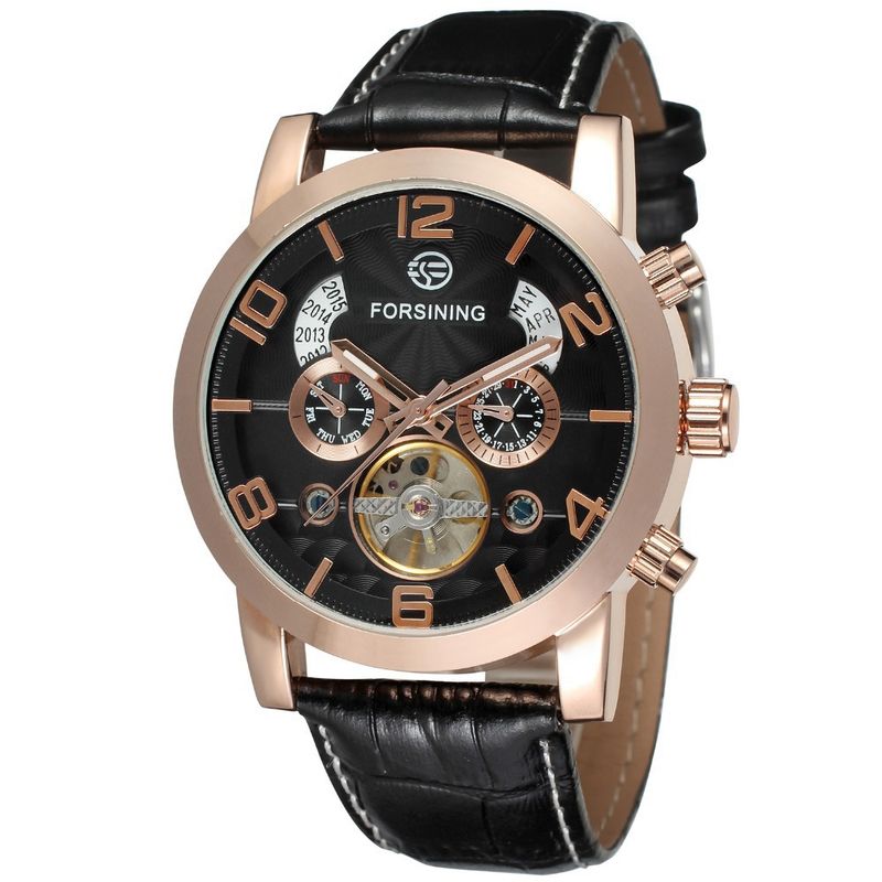 Orologio automatico di lusso da uomo con tourbillon e quadrante grande, cinturino in vera pelle, fibbia in acciaio inossidabile, vetro minerale, orologio casual alla moda_voghion.com
