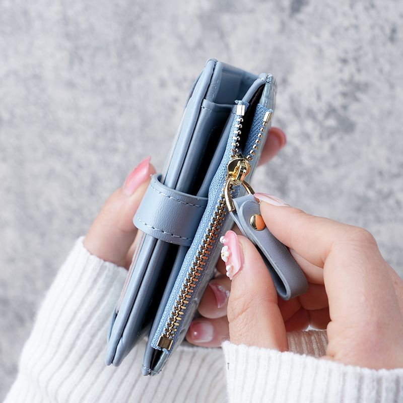 Portafoglio con fibbia modello coccodrillo con motivo pietra da donna, portamonete con cerniera corto stile coreano_voghion.com