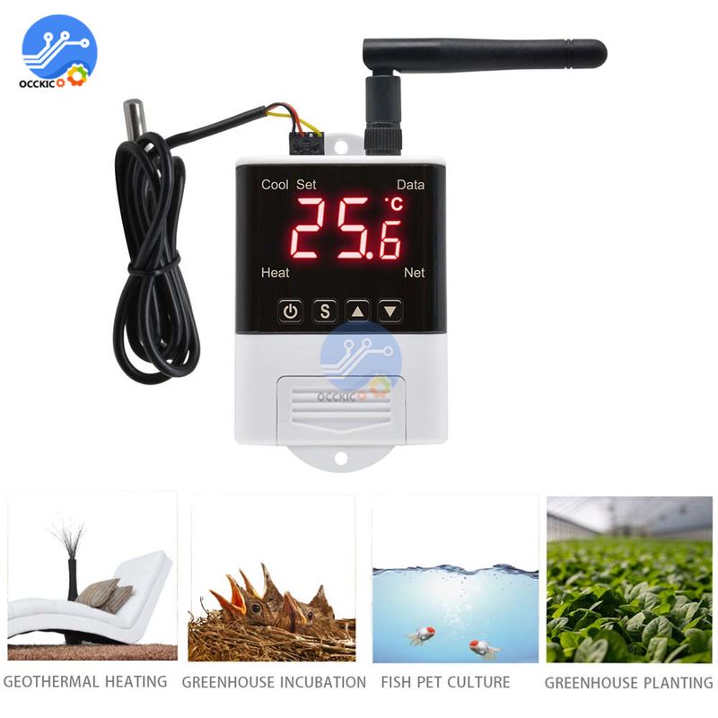 Termostato regolatore di temperatura Wi-Fi wireless AC110-220V DS18B20 sensore NTC display digitale controllo APP per casa intelligente_voghion.com