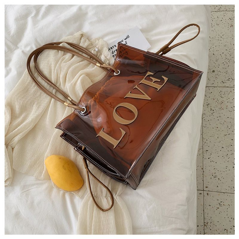 Borsa a tracolla grande capacità trasparente in gelatina, alla moda, grande, 2024, nuova borsa coreana per le donne_voghion.com