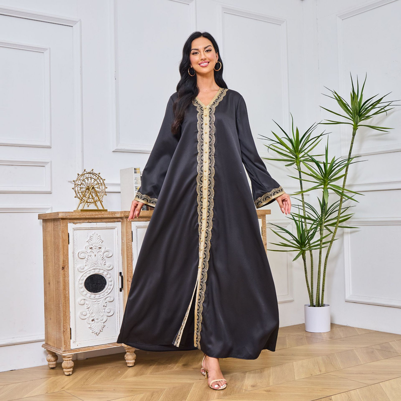 Mt019 Sommer Arabischen Abaya Moslemische Kleidung Neue Bestickte Spitze Mode Kleid_voghion.com