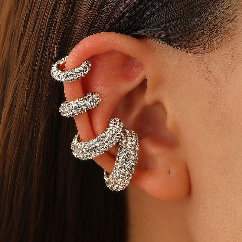 Orecchini a clip a forma di C con diamanti, senza fori per le orecchie, molto venduti, per donna_voghion.com
