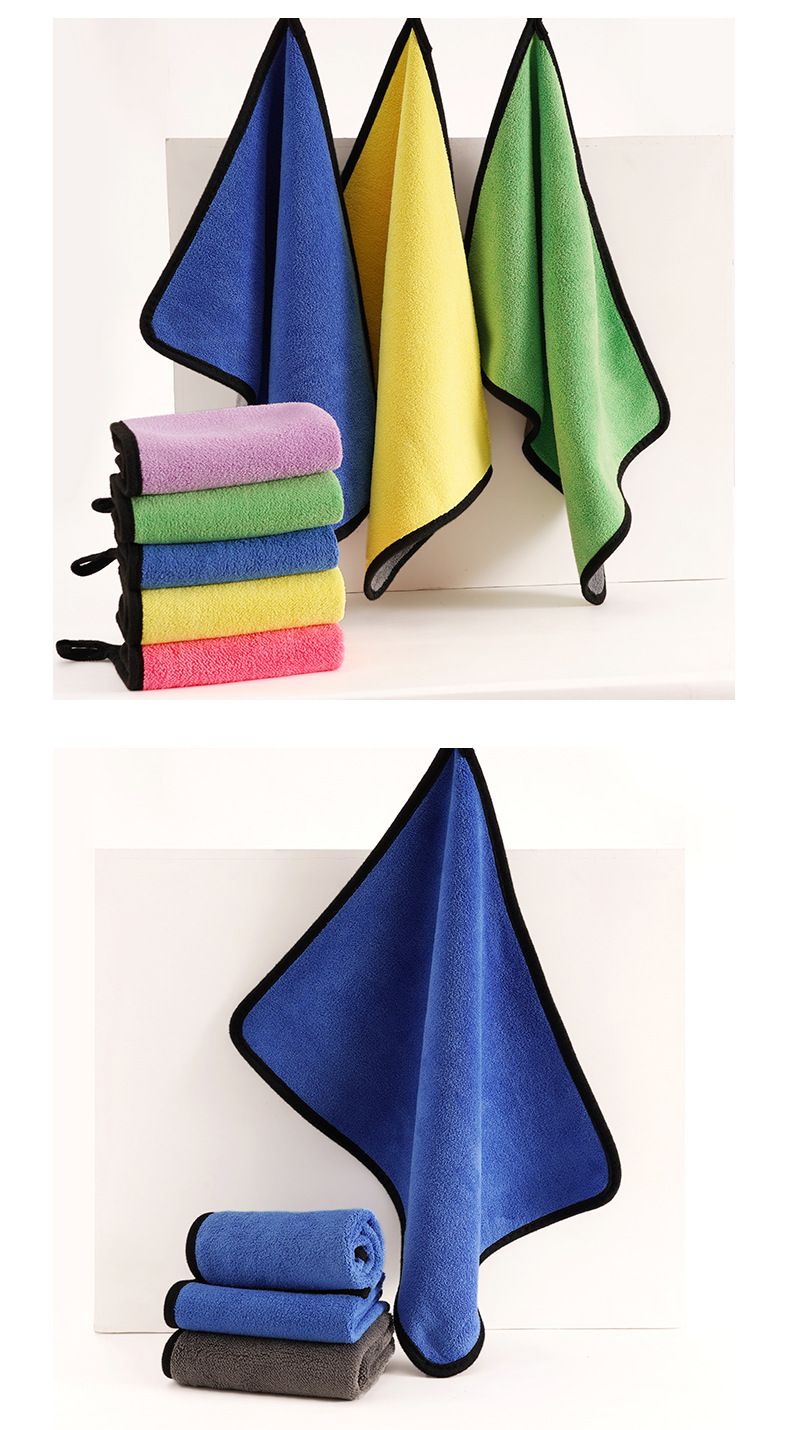 Wash Thickened Absorbent Coral Fleece Car Towel, Dual Color Double-sided High-density Household Cleaning Cloth_voghion.com