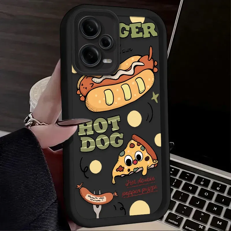 Silikonhülle für Xiaomi Redmi Note 13 12 11 Pro Plus 4G 5G 12S 11S 10S 10 9 9S Redmi 14C 13C 12C A3 12, Motiv: „Lustiger Hamburger“_voghion.com