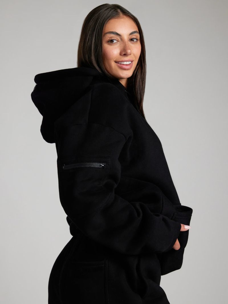 Damenbekleidung: Kapuzenpullover und Jogginghose-Set – einfarbiges Herbst-Winter-Loungewear-Zweiteiler-Outfit mit Schlafmaske_voghion.com