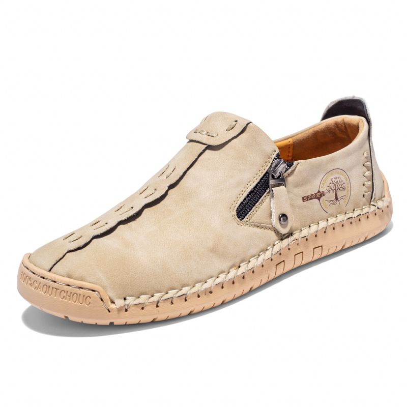 Handgemachte Leder Herrenschuhe Casual Slip On Loafers Atmungsaktive Lederschuhe Herren Flats Hot Sale Mokassins Werkzeugschuhe Übergröße_voghion.com