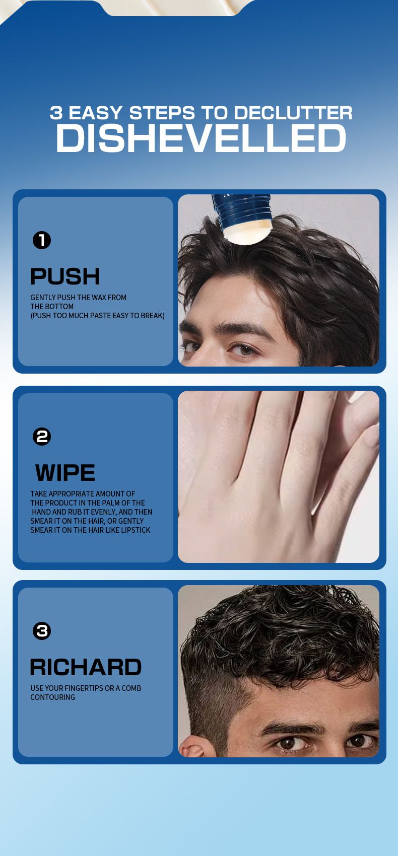 TVLV Wosk do stylizacji włosów dla mężczyzn Mocny lakier do włosów Zapach Gładki utrwalony wosk do włosów w sztyfcie Żel 40g_voghion.com