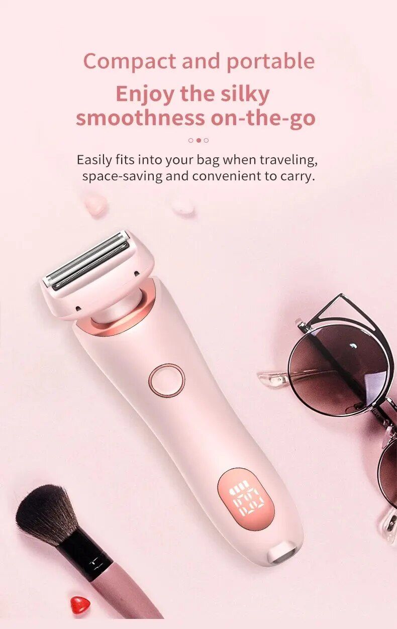 Maquinillas de afeitar eléctricas para mujer 2 en 1, afeitadoras faciales de Bikini, depilación para axilas, piernas, recortadora corporal para mujer, resistente al agua IPX7_voghion.com