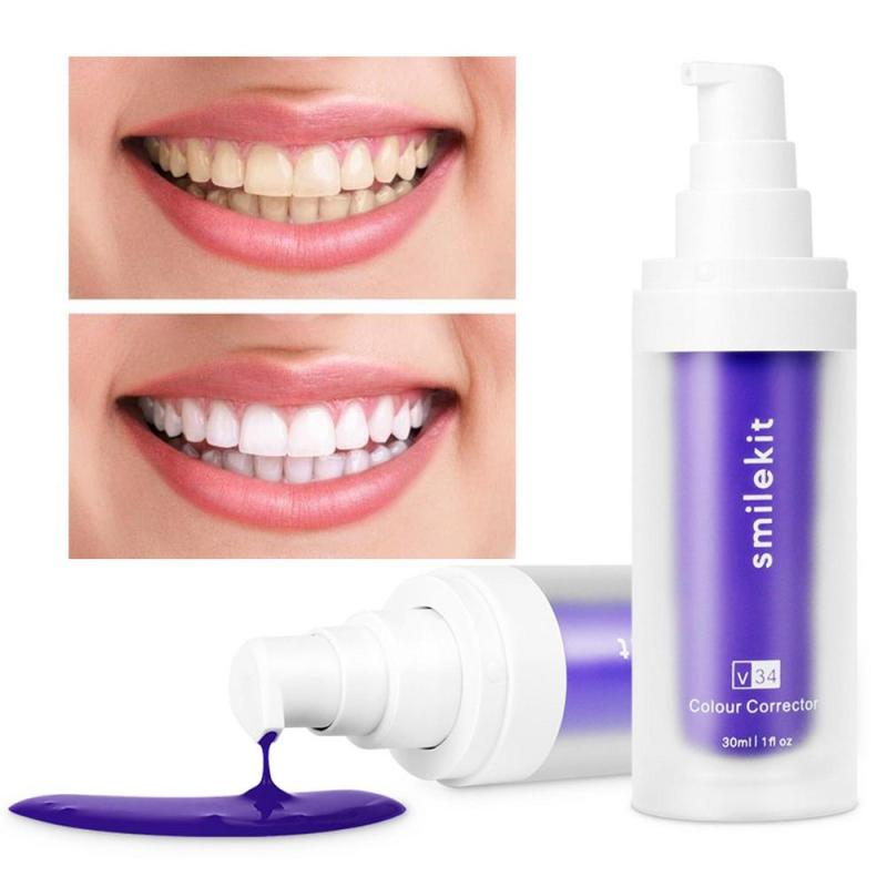 V34 Purple Whitening Tooth Paste Čistí ústa Svěží dech Odstraňuje žluté skvrny Chrání zuby White Dekontaminační péče 2023_voghion.com