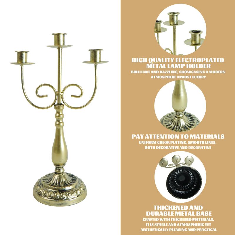 Vintage Copper Candle Holder Set, Handcrafted Metal Candlestick For Dining Table, Wedding Decor & Rustic Home Centerpiece (Single/3-Branch Options)_voghion.com