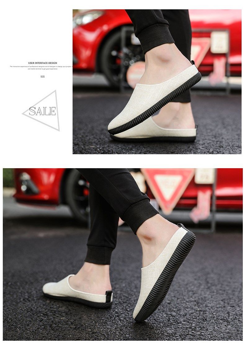 Sommer Atmungsaktive Freizeit-Slipper aus Segeltuch mit geschlossener Zehenpartie_voghion.com