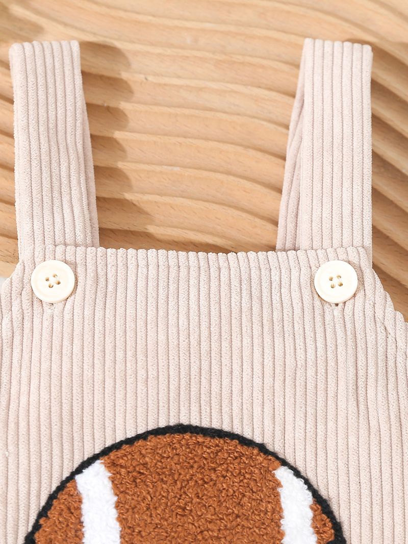 Mother & Kids Foreign Trade Corduroy Towel Embroidered Rugby Adjustable Straps Romper Elastic Leg Opening Triangle Climbing_voghion.com