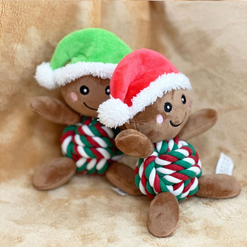 Nuovo prodotto transfrontaliero Giocattolo per cani Giocattolo per animali domestici a forma di omino di pan di zenzero resistente al morso Giocattolo per cani di Natale resistente al morso_voghion.com