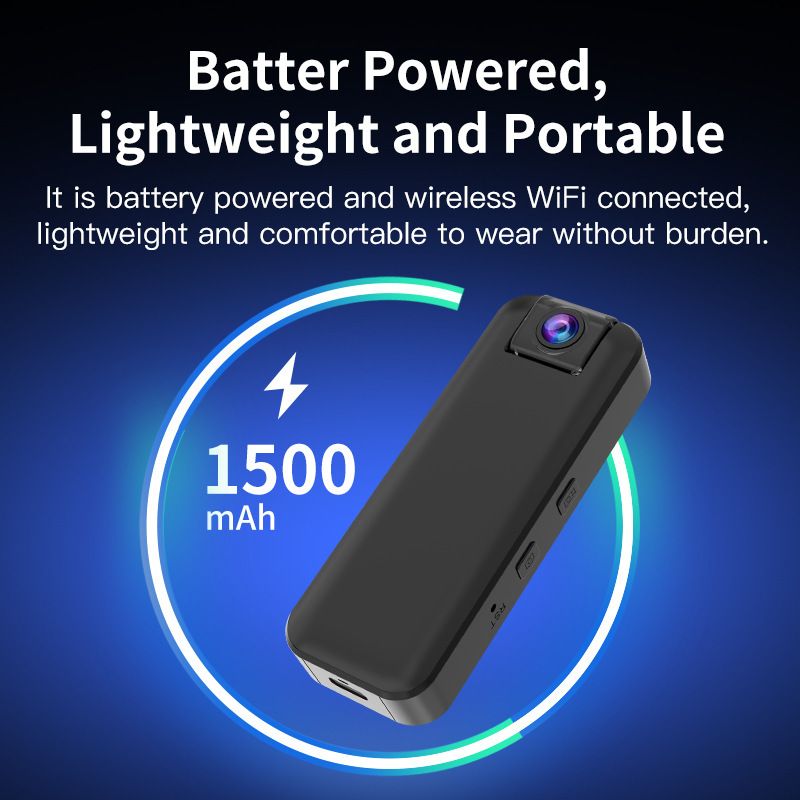 WIFI-Kamera mit Rückclip, tragbarer Handheld-Videorecorder für Outdoor-Sportarten_voghion.com