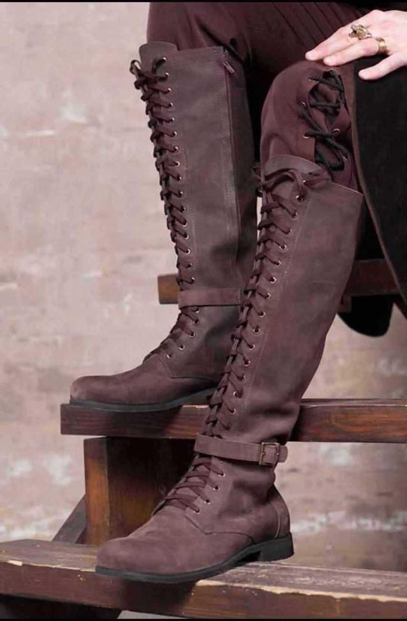 2019 Autumn Winter New High With Lace-up Low Heel, Size 43, Women's Boots_voghion.com