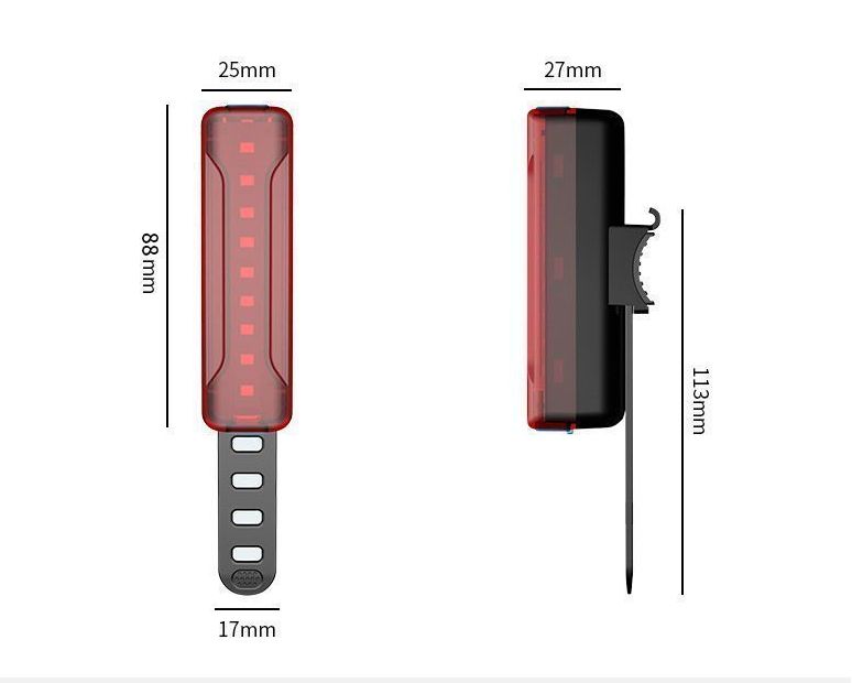 USB-wiederaufladbares Fahrradheck für Radfahren, Motorrad, Elektrofahrrad, LED-Sicherheitswarnlicht für Mountainbike-Rucksäcke_voghion.com