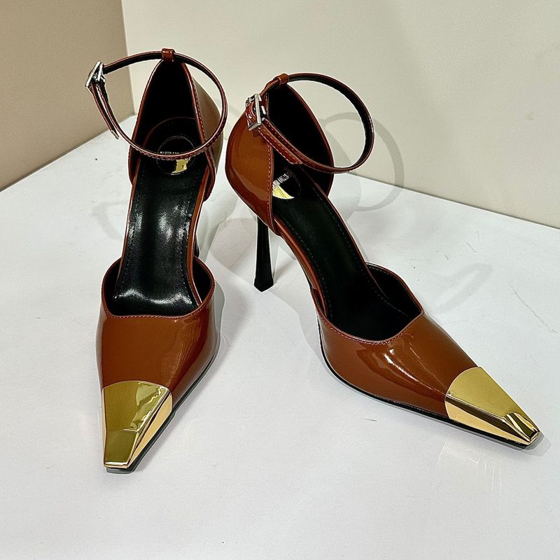 Hoge hakken dames stiletto hakken sandalen lente zomer nieuw metaal ijzer puntige dunne hoge hak enkele schoenen afslankend ondiepe mond gesloten teen achterkant_voghion.com