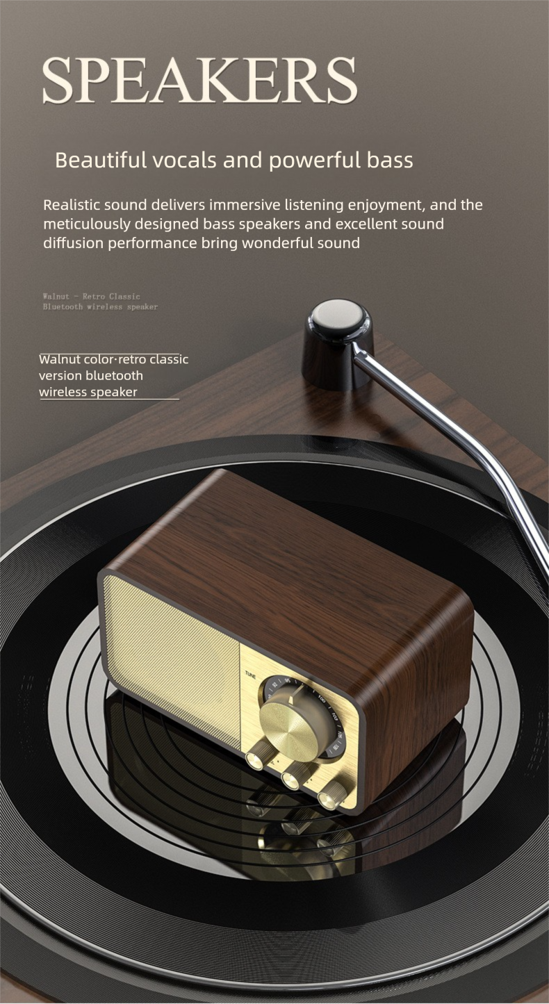 New JY66 Bluetooth Wooden Classical Home Radio Subwoofer Card Slot Small Speaker_voghion.com