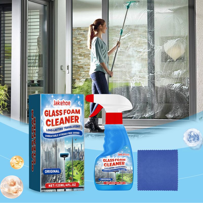 Jakehoe Glass Foam Cleaner Household Decontamination Window Mirror Glass Door Grease Fingerprint Cleaner_voghion.com