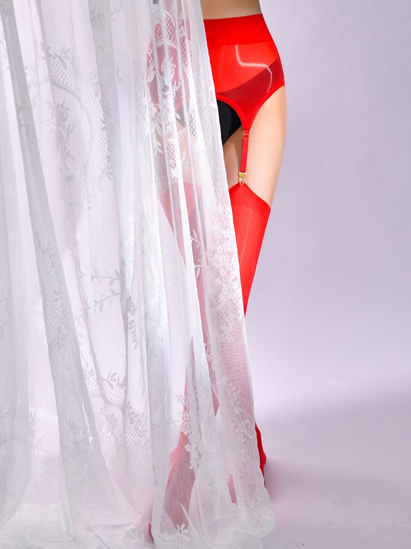 Olejek lotosowy Qing lekki "pakiet" szelki pończochy olej koński seksowny olej jasny odpinany wysoki lufa zabawa otwarte plus rozmiar czarny jedwab_voghion.com