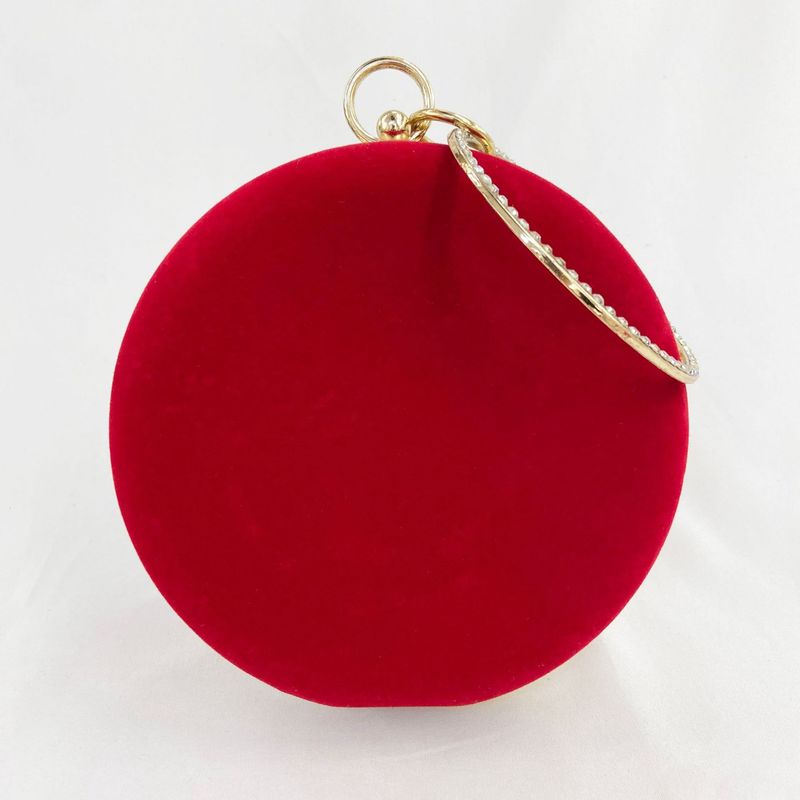 Borsa in velluto con braccialetto, borsa da sera floreale tempestata di diamanti, piccola borsa rotonda_voghion.com