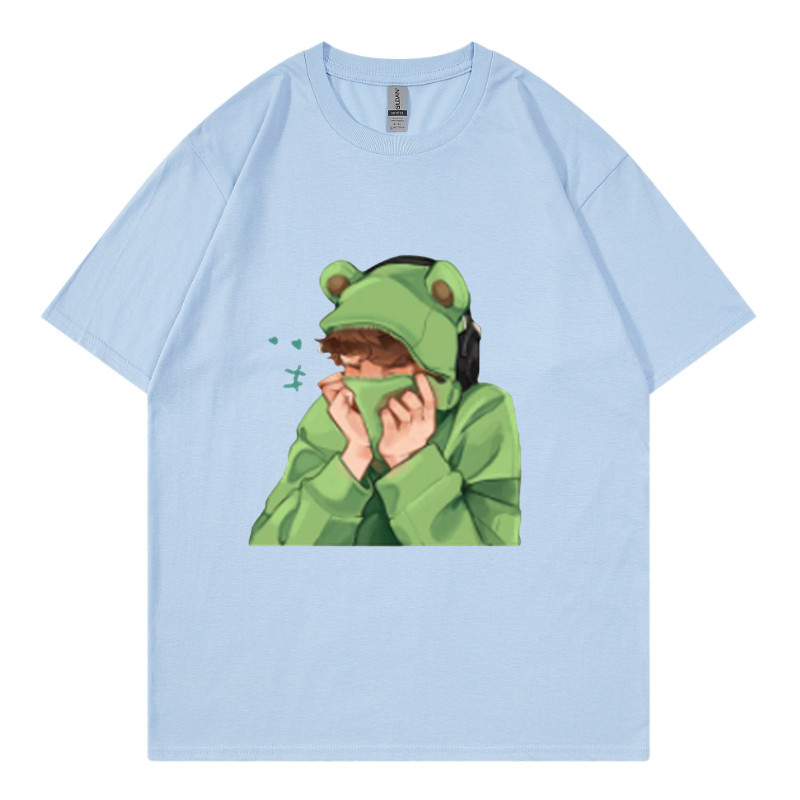 Άνοιξη και καλοκαίρι, ανδρικό και γυναικείο casual φαρδύ μπλουζάκι με κοντομάνικο σχέδιο και στάμπα με κινούμενα σχέδια και χαριτωμένα κατοικίδια_voghion.com