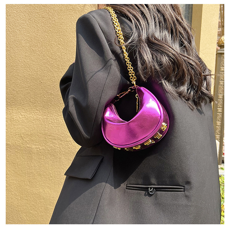 French Semicircular Niche Design Handbag for Women 2024 New High-end Mirror Chain Shoulder Bag Versatile Crossbody Bag_voghion.com