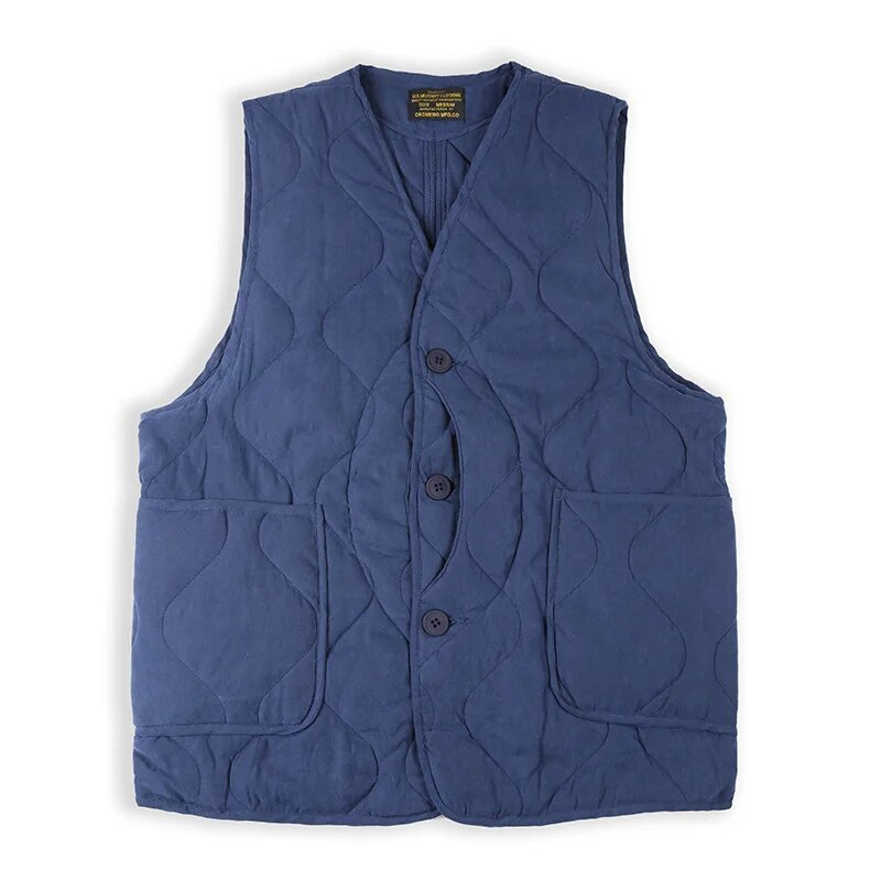 Chaleco de otoño-invierno para hombre, chaqueta gruesa y cálida sin mangas, cortavientos, chaleco interior acolchado de algodón para hombre, chaleco de color sólido con cuello en V para hombre_voghion.com