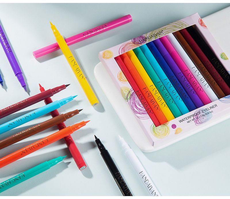 esplosivo handaiyan12 colore opaco asciugatura rapida non facile da sbiadire eyeliner colorato set trucco performance_voghion.com