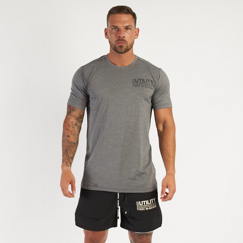 Muscle Spring/Summer Brothers Men's Gym Exercise Running Leisure Round Neck Quick Drying Elastic Short Sleeve T-shirt_voghion.com