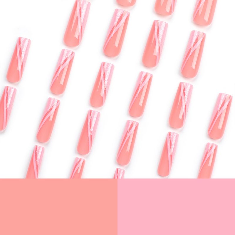 Glitzerndes Puder, das lange hält, rosa Linienfeld, abnehmbares, fortschrittliches Produktpflaster für künstliche Nägel_voghion.com