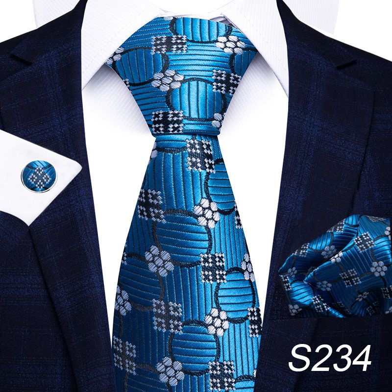 Corbata de seda de poliéster de alta calidad unisex para hombre, corbata formal de color sólido, bolsillo, toalla, gemelos, juego de jacquard_voghion.com