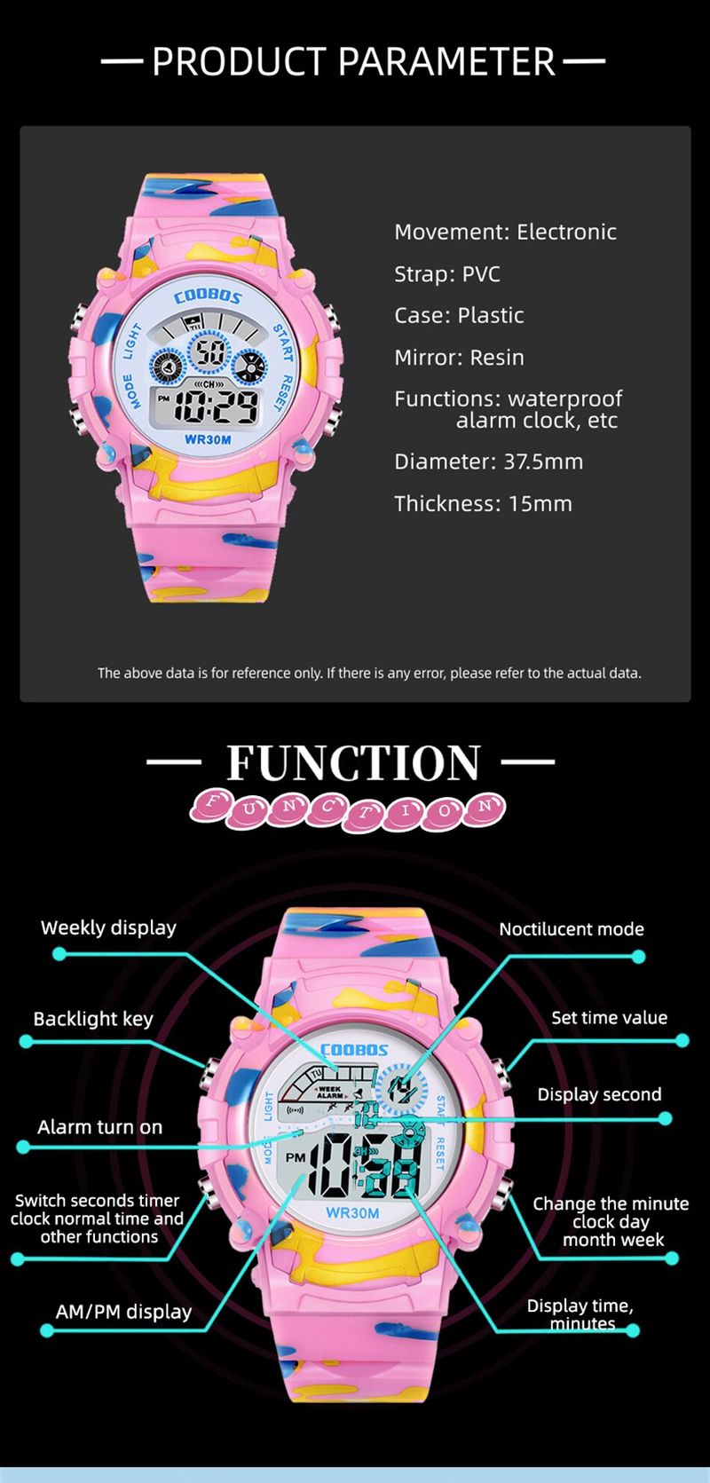 2024 Jungen Sport Militär Kinder Digitaluhren Student Kinderuhr Mode Leuchtende LED Alarm Camouflage Mädchen Uhr_voghion.com