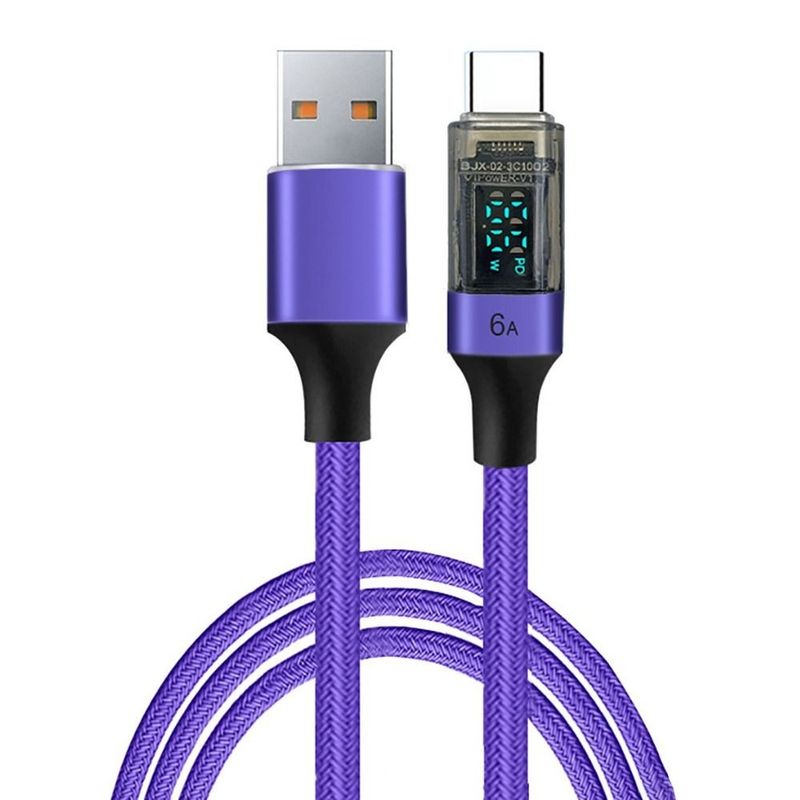 Digital Display 6A USB C Cable For Xiaomi/Samsung/OPPO Mobile Phone_voghion.com