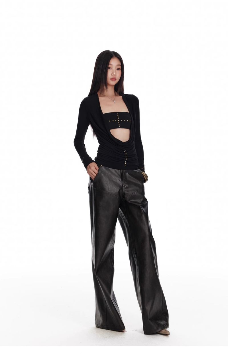 Mädchenhaftes, süßes und würziges Top mit tiefem V-Ausschnitt für Damen, Herbst- und Winter-Basisshirt, ideal zum Kombinieren, Camisole_voghion.com