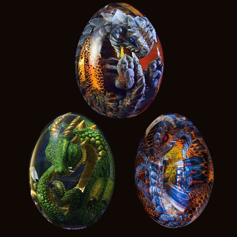 Crystal Transparent Resin Statue Dragon Egg Lava Dinosaur Egg Souvenir Resin Craft Luminous Handmade Dragon Eggs Home Decor Gift_voghion.com