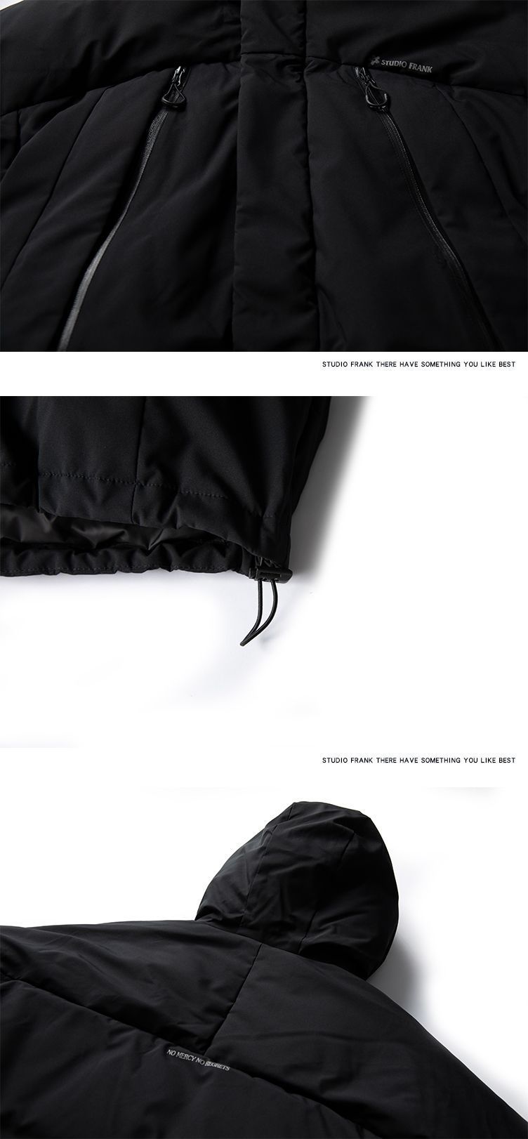 Vintage Print Hooded Down Jacket For Winter - Loose Fit Long Parka With White Duck Feather Filling, Warm And Stylish (Black, Army Green)_voghion.com